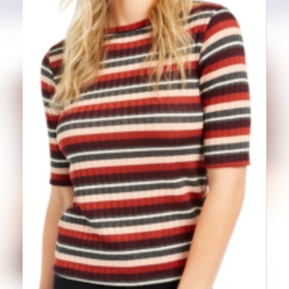 NWT MAISON JULES STRIPED RIBBED BLOUSE